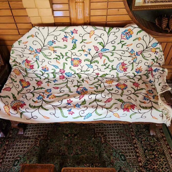 Posh Nukhte Sofa Throw or Cover with Hand Crewel Embroidery