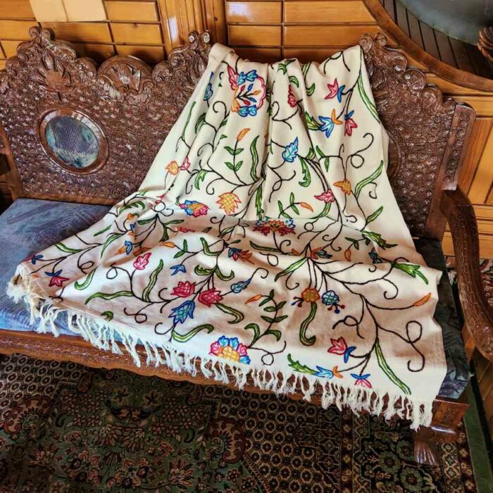 Posh Nukhte Sofa Throw or Cover with Hand Crewel Embroidery - Image 3