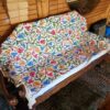 Rang-e-Tulip Sofa Throw or Cover with Hand Crewel Embroidery