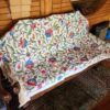 Bodh Red Blue Posh Sofa Throw or Cover with Hand Crewel Embroidery