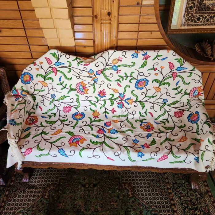 Posh Jael Sofa Throw or Cover with Hand Crewel Embroidery