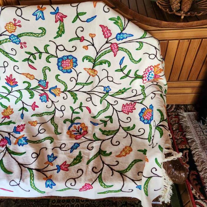 Posh Jael Sofa Throw or Cover with Hand Crewel Embroidery - Image 4