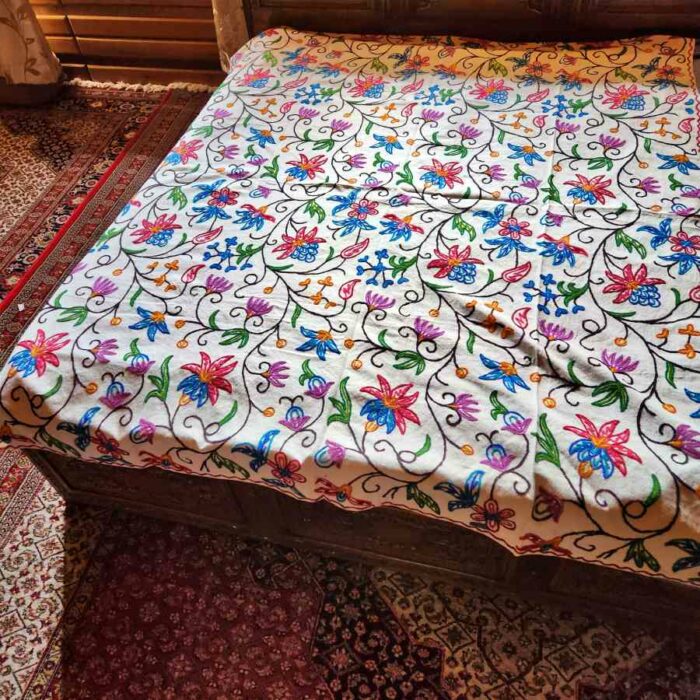 Posh Lokut Violet Single Bedcover with Hand Crewel Embroidery