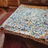 Blue Orange Single Bedcover with Hand Crewel Embroidery