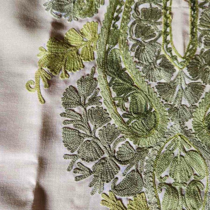Light Grey-green Ruby Cotton Aari Kurta - Image 4