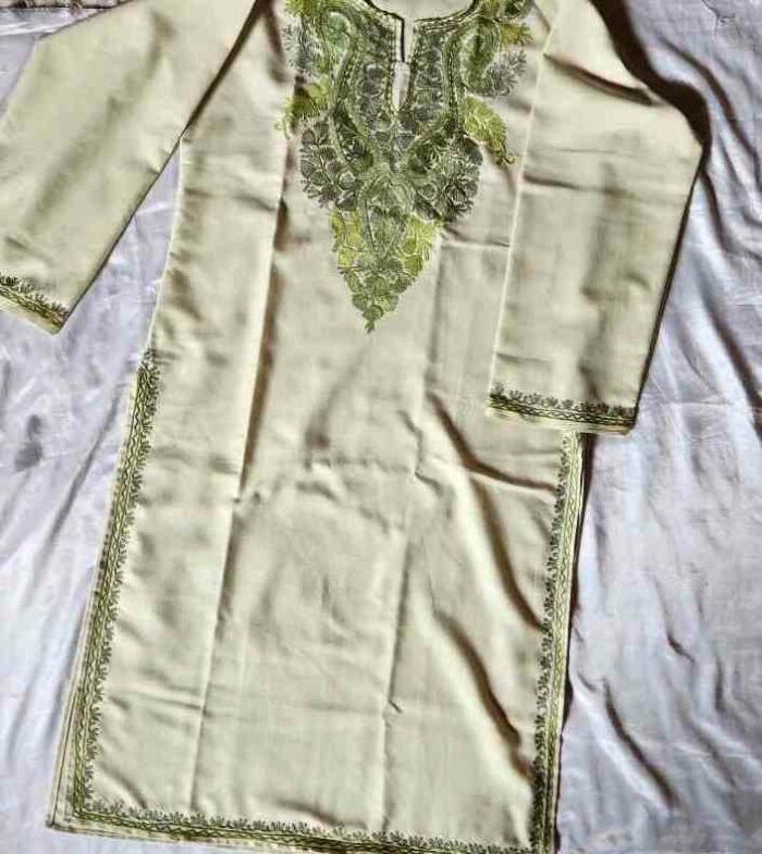 Light Grey-green Ruby Cotton Aari Kurta - Image 5