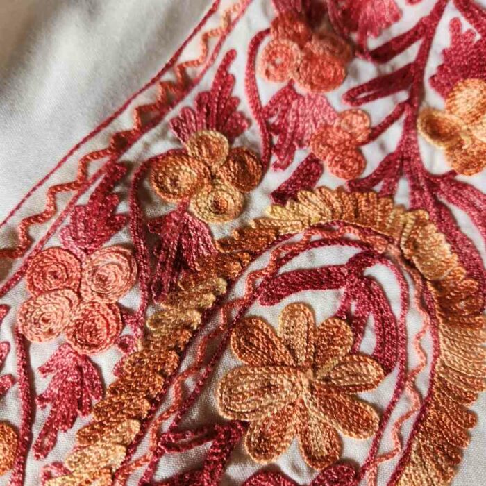 Cream Summer Cool Short Kurti with Ari Embroidery (XS) - Image 3