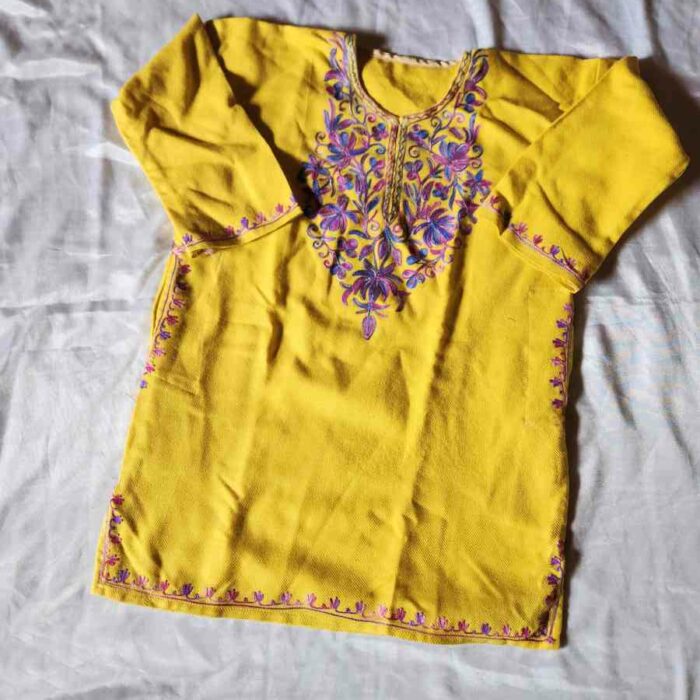 Yellow Violet Kids Traditional Kashmiri Pheran L24