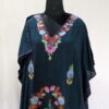 Dark Blue Green Crush Cotton Aari Work Kaftan L52