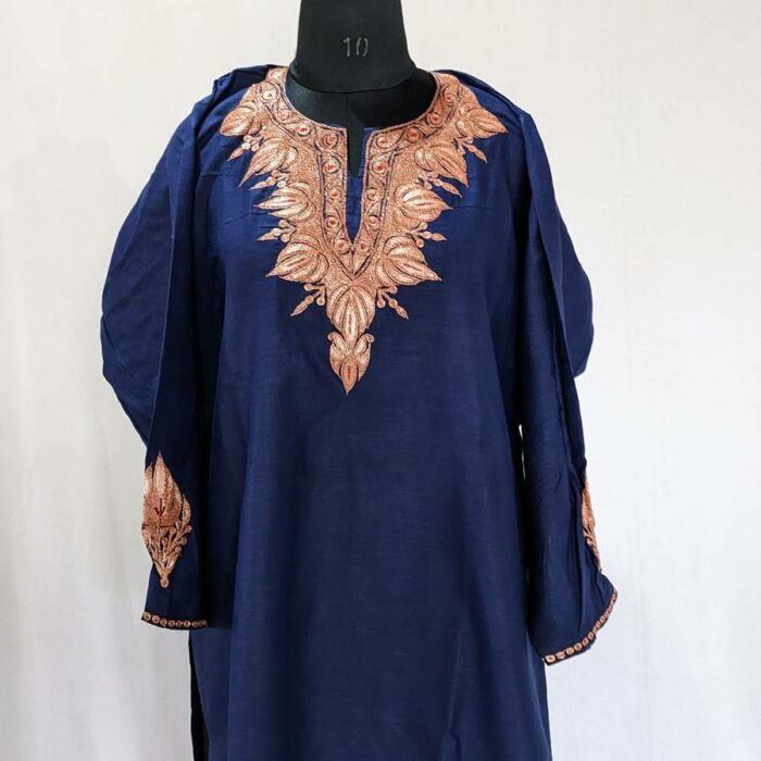 Navy Blue Ruby Cotton Tilla Kurta with Pant