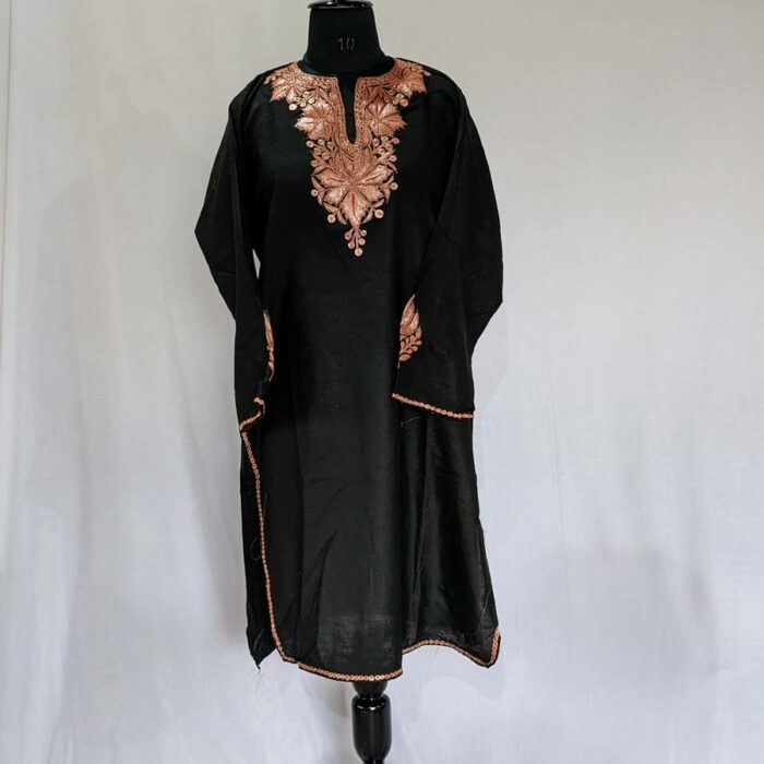 Black Ruby Cotton Tilla Kurta with Pant - Image 3