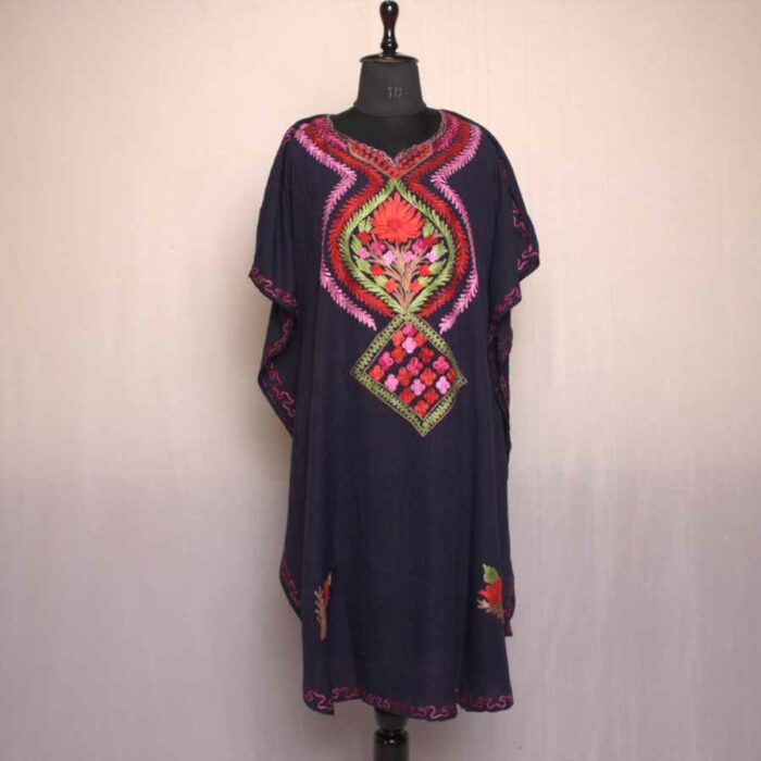 Blue Crush Cotton Aari Work Kaftan L45