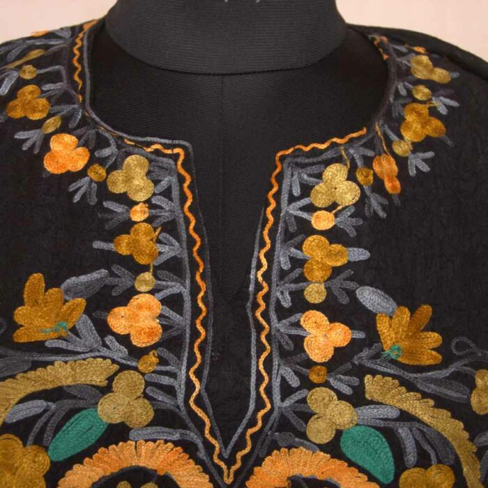 Black Badaam Crush Cotton Aari Work Kaftan L44 - Image 3