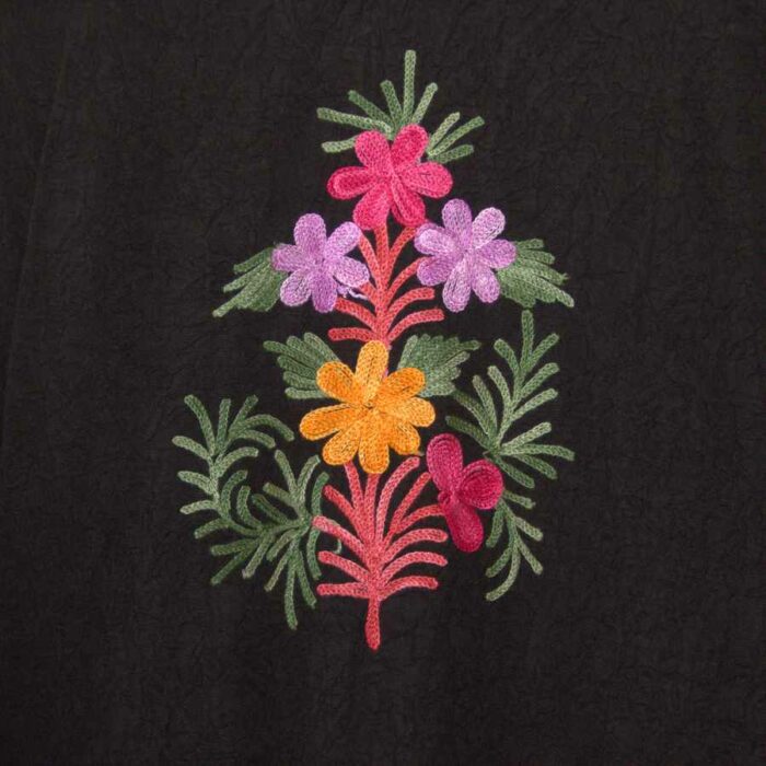 Black Rang bi Rang Crush Cotton Aari Work Kaftan L44 - Image 4