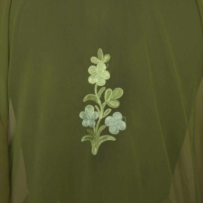 Green Georgette Aari Work Kaftan Top L46 - Image 4