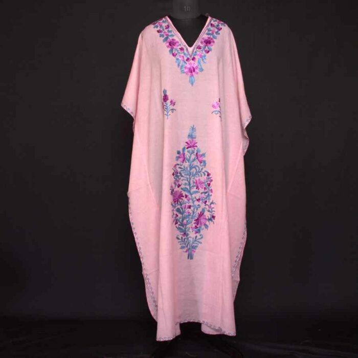 Pink Crush Cotton Aari Work Kaftan L55 - Image 2