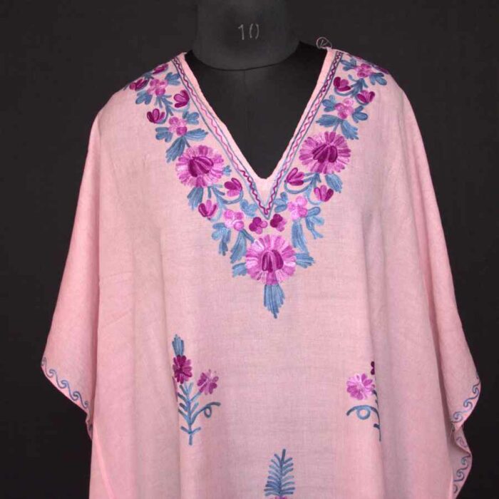 Pink Crush Cotton Aari Work Kaftan L55
