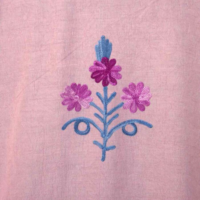 Pink Crush Cotton Aari Work Kaftan L55 - Image 4