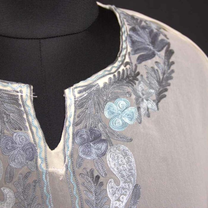 White Georgette Aari Work Kaftan Top L48 - Image 3