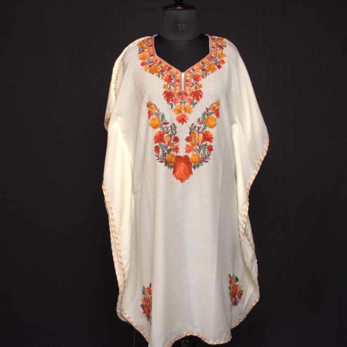 Cream Crepe Aari Work Kaftan L40