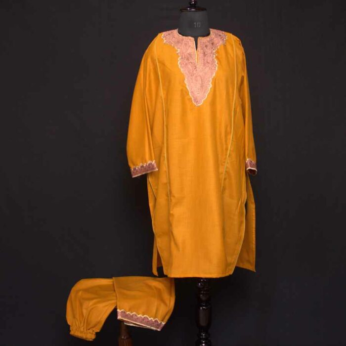 Mustard Ruby Cotton Tilla Kashmiri Co-ord Set