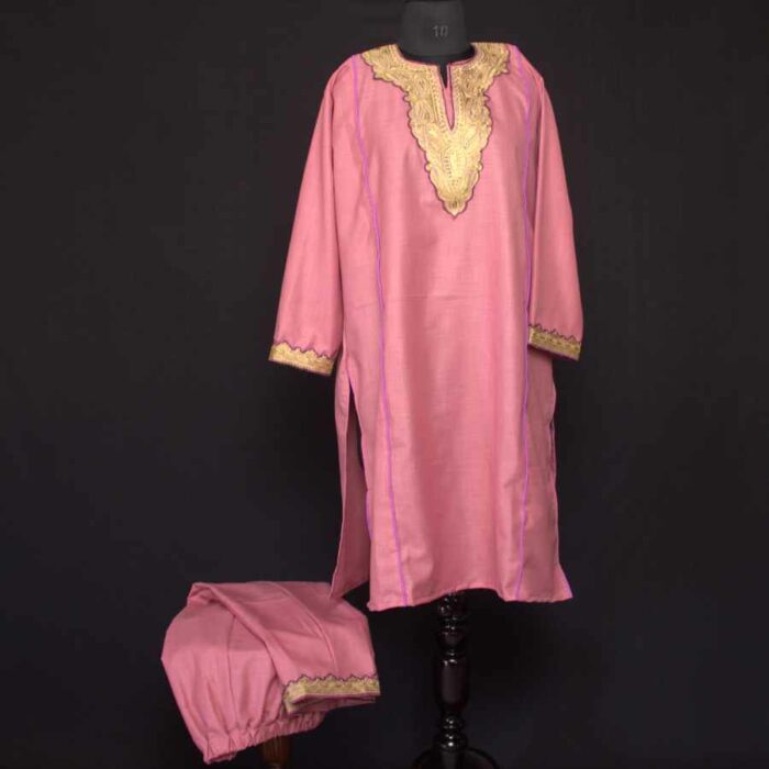 Pink Golden Ruby Cotton Tilla Kurta with Pant