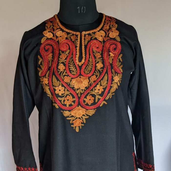 Black Ruby Cotton Aari Kurta Wazul Badam Che