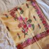 Light Yellow Organza Aari Embroidered Saree