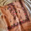 Peach Organza Aari Embroidered Saree