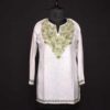 White Green Ruby Cotton Short Kurti with Ari Embroidery