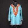 Blur Orange Ruby Cotton Short Kurti with Ari Embroidery
