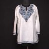 White Blue Ruby Cotton Short Kurti with Ari Embroidery