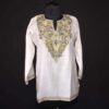 White Green Ruby Cotton Short Kurti with Ari Embroidery