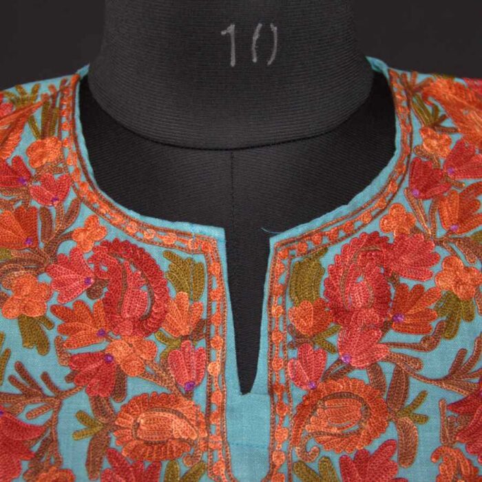 Blue Ruby Cotton Short Kurti with Ari Embroidery - Image 2