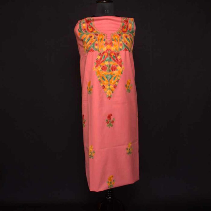 Pretty Pink Cotton Aari Work 2Pc Suit - Image 2