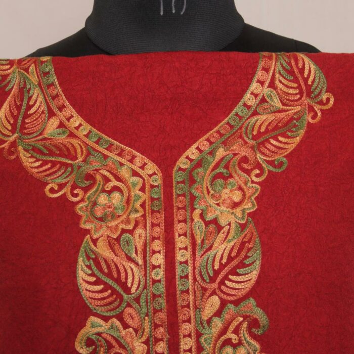Maroon BotiDar Crush Cotton 2pc Suit with Aari Work - Image 2