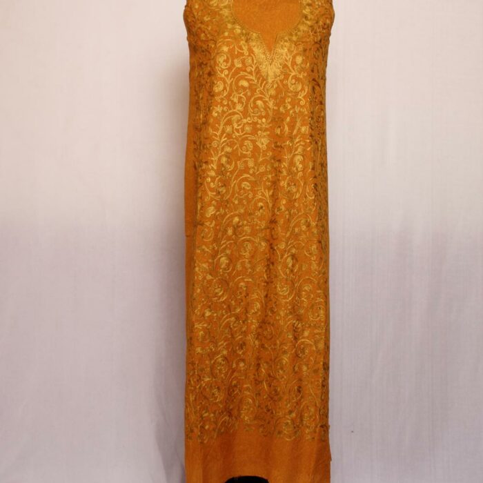 Mustard Crush Cotton 2pc Suit with Aari Work