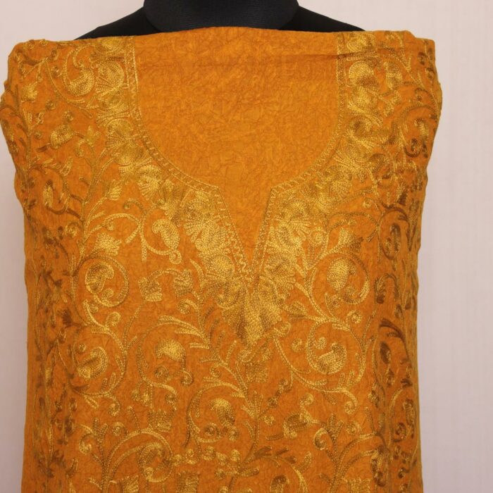 Mustard Crush Cotton 2pc Suit with Aari Work - Image 2