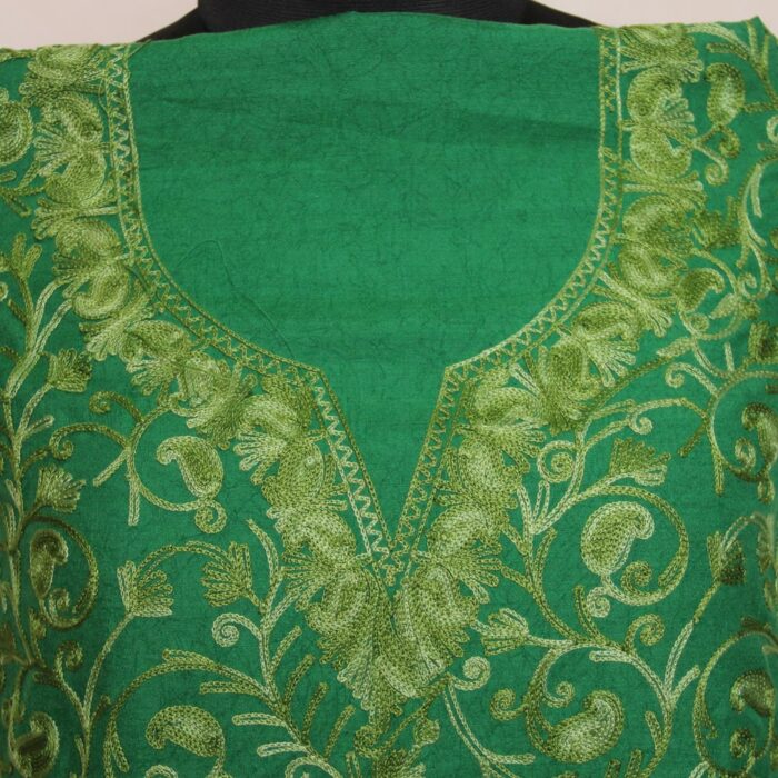 Green Crush Cotton 2pc Suit with Aari Work - Image 2