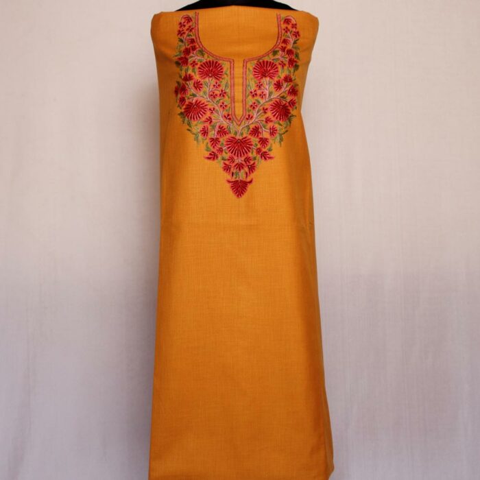 Mustard Ruby Cotton 2pc Suit with Aari Hand Work - Image 2