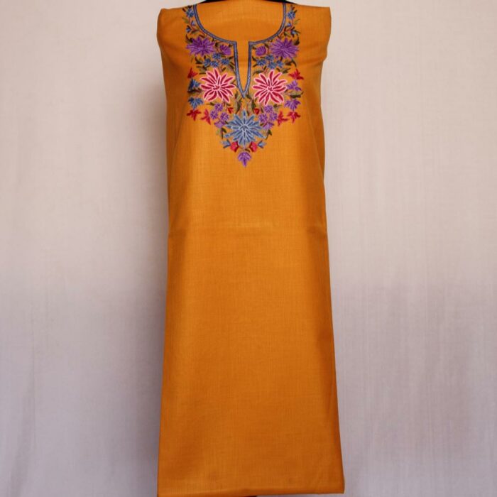 Mustard Shahi Ruby Cotton 2pc Suit with Aari Hand Work - Image 2