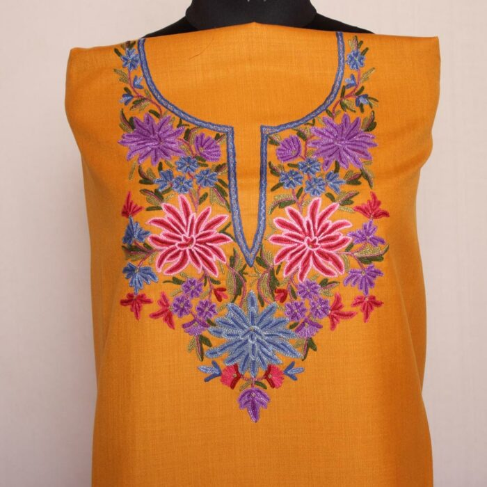 Mustard Shahi Ruby Cotton 2pc Suit with Aari Hand Work