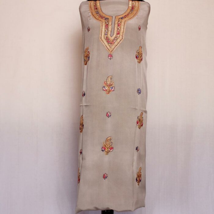 3Pc Crepe Suit with Hand Sozni and Tilla Embroidery - Image 2