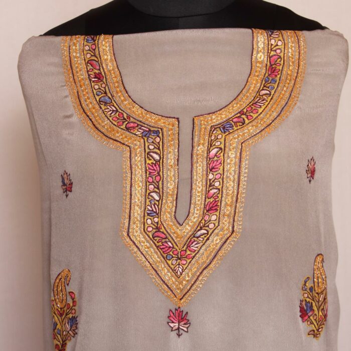 3Pc Crepe Suit with Hand Sozni and Tilla Embroidery - Image 3