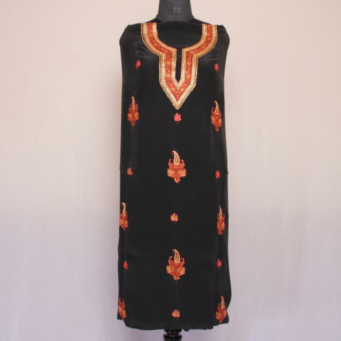 Black  3Pc Crepe Suit with Hand Sozni and Tilla Embroidery