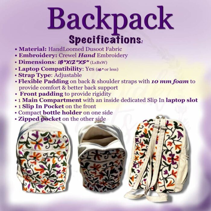 Crewel Handwork Aftaab Backpack - Image 4