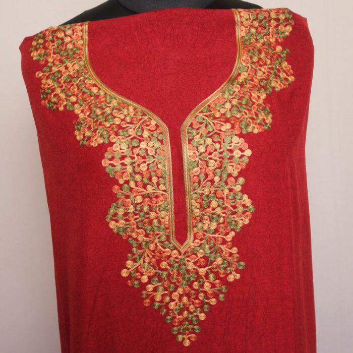 Maroon Crush Cotton 2pc Suit with Aari Work - Image 2