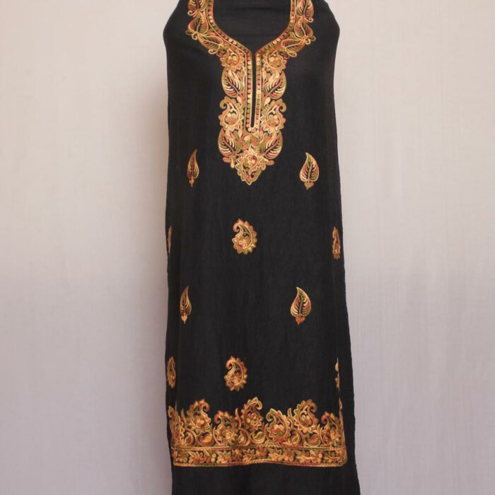 Black Crush Cotton 2pc Suit with Aari Work