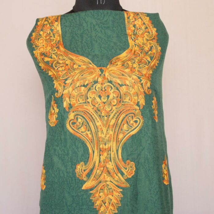 Green Crush Cotton 2pc Suit with Aari Work - Image 2