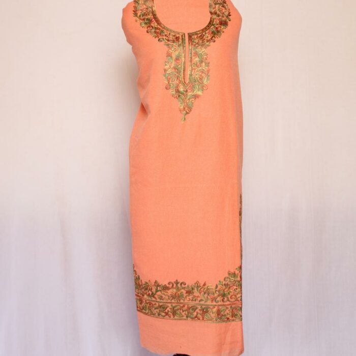 Peach Crush Cotton 2pc Suit with Aari Work